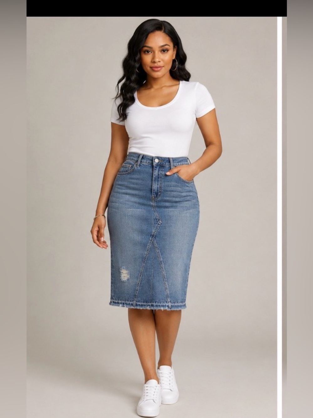 Fishbone Jean Skirt Blue Pencil Skirt